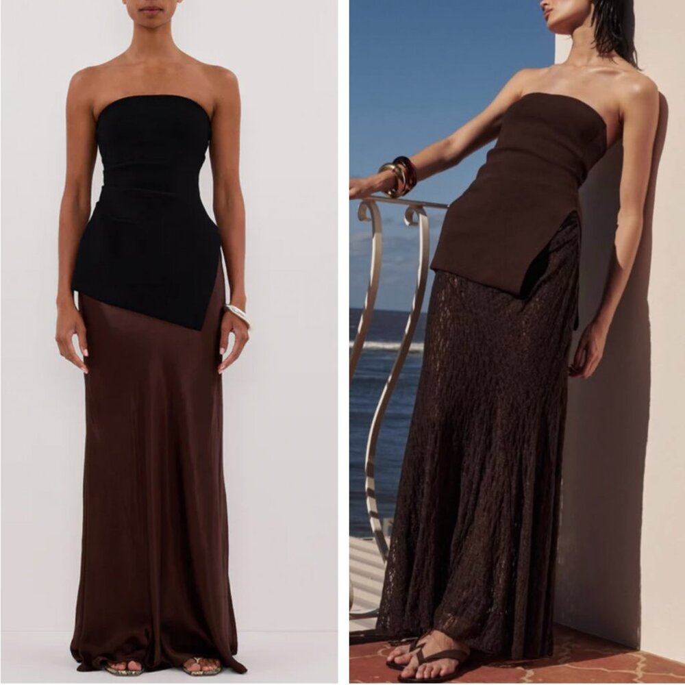 DISSH LUKE BLACK LONGLINE BANDEAU TOP
